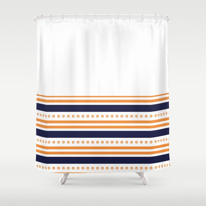 Melon Orange and Navy Blue Stripes Split in Horizontal Halves