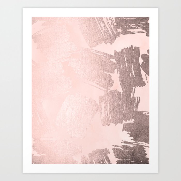 Rose Gold Pastel Pink Paint Brush Art Print By Naturemagick Society6