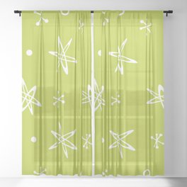 Atomic Era Space Age Chartreuse Sheer Curtain