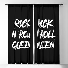 Rock and Roll Queen Typography White Blackout Curtain