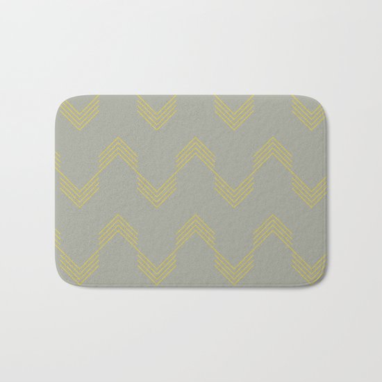Simply Deconstructed Chevron Mod Yellow on Retro Gray Bath Mat