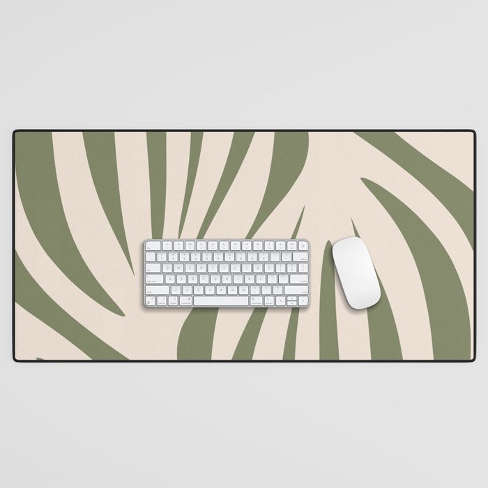 Maldives Abstract Seaweed Pattern in Vintage Olive Green and Cream Beige Desk Mat