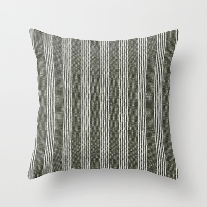 wynwood vertical stripes - olive green Throw Pillow