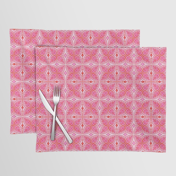 Pretty Pink Tropical Leaves Mini Placemat