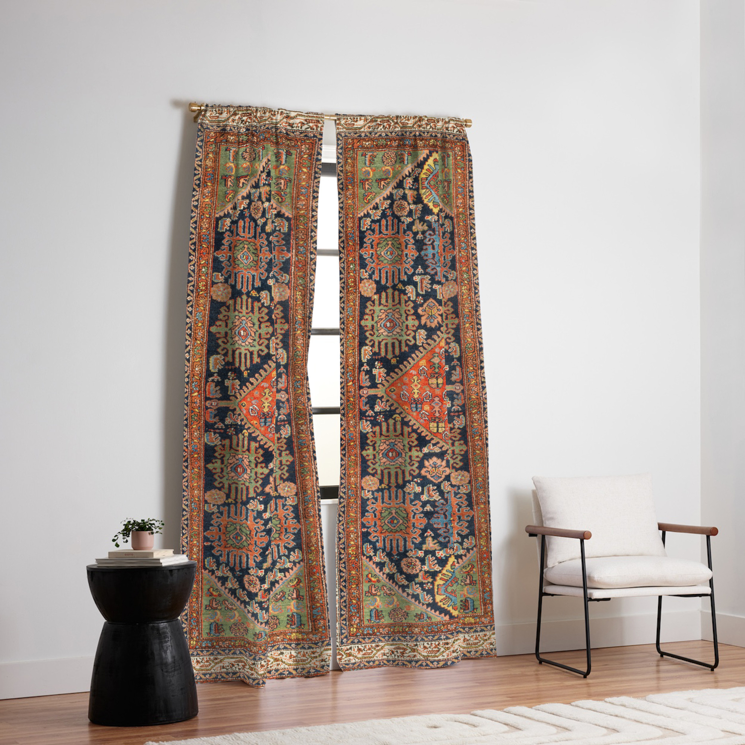 Hamadan Antique West Persian Rug Print Blackout Curtain By