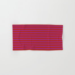 [ Thumbnail: Purple and Red Colored Striped/Lined Pattern Hand & Bath Towel ]