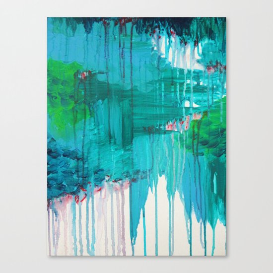 BLUE MONSOON - Stunning Rain Storm Dark Teal Clouds Navy Royal Blue Kelly Green Crimson Red Purple Canvas Print