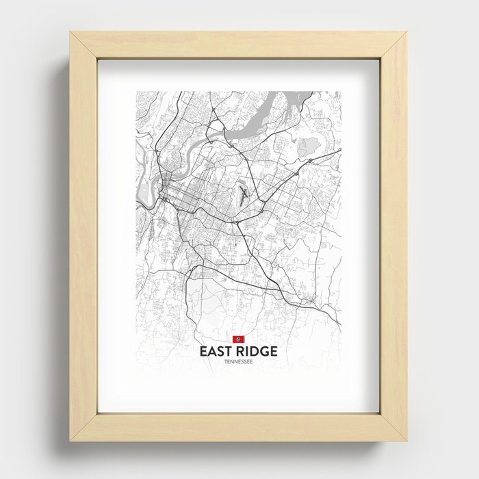East Ridge, Tennessee, United States - Light City Map Recessed Framed Print