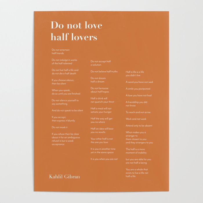 Do not love half lovers orange Poster