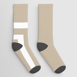 Strong Deco - Geometric Minimalism in White and Neutral Flax Socks