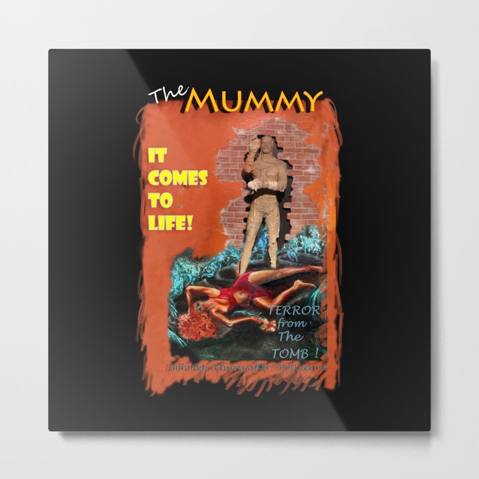 Woman in the red dress meets The Mummy Metal Print