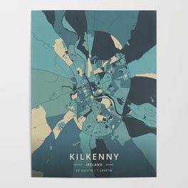 Kilkenny, Ireland - Cream Blue Poster