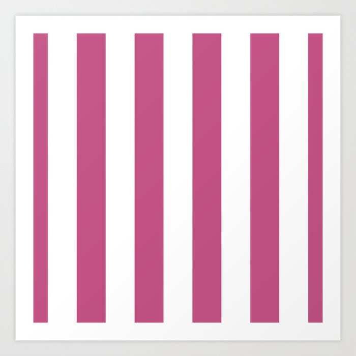 Large Bashful Pink and White Vertical Cabana Tent Stripes Art Print