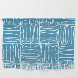 vote - block print word pattern blue and white Wall Hanging
