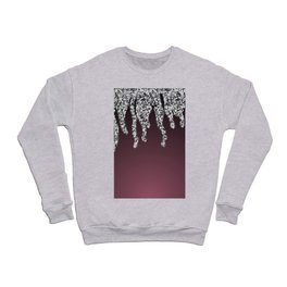 Luxury Burgundy And Silver Ombre Gradient Pattern,Abstract,Mauve,Sparkle,Glitter,Glam,Shiny, Crewneck Sweatshirt