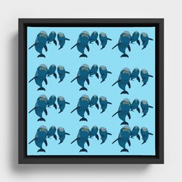 Curious Dolphin Trio  Framed Canvas