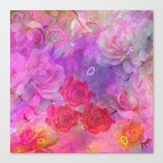 Dream Roses in soft pink, purple and orange Canvas Print