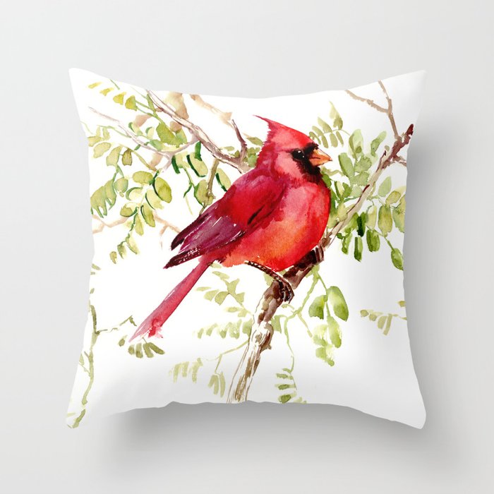 Northern Cardinal, cardinal bird lover gift Throw Pillow