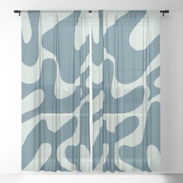 Teal and Aqua Retro Abstract Seamless Pattern Sheer Curtain