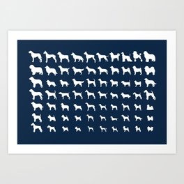 All Dogs (Navy) Art Print