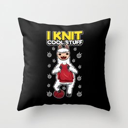 I Knit Cool Stuff - Sheep Wool Knitting Throw Pillow