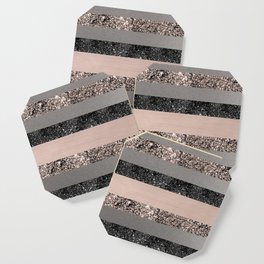 Blush Glitter Glam Stripes #1 (Faux Glitter) #shiny #decor #art #society6 Coaster