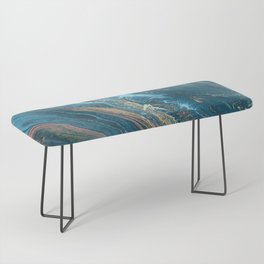 Teal Blue Emerald Marble Waves Bench