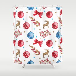 Deer and Red Bow Holidays Collection Shower Curtain