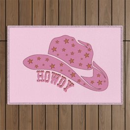 Howdy Cowgirl Hat Outdoor Rug