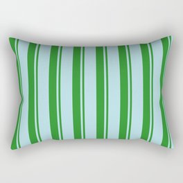 [ Thumbnail: Forest Green and Powder Blue Colored Pattern of Stripes Rectangular Pillow ]