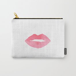 MAKEUP PRINT Pink Lips Watercolor Print Fashion Poster Abstract Lips Art Lipstick Chic Carry-All Pouch