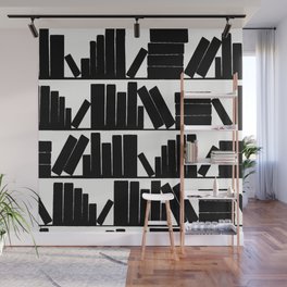 Library Book Shelves, black and white Wall Mural