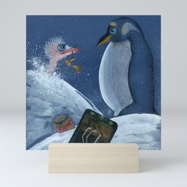 Penguin and ostrich Mini Art Print