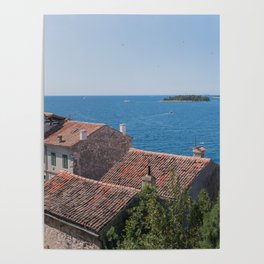 Terracotta roofs of Rovinj |  Venetian houses with terracotta roofs | The Mediterranean atmosphere of Croatia Poster