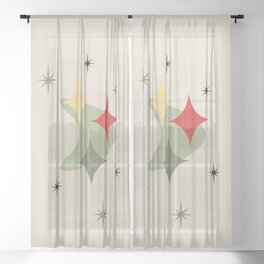 Mid Century Modern Christmas Sheer Curtain