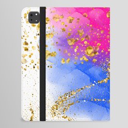 Pink And Blue Ombre With Gold Glitter iPad Folio Case