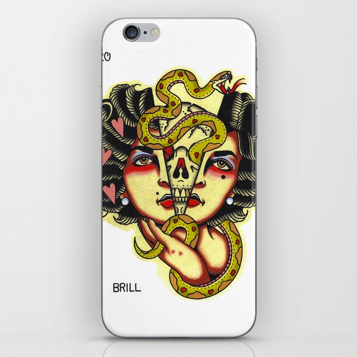 Split Face with Skull and Snake iPhone Skin
