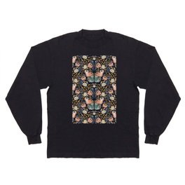 William Morris Inspired Butterfly Pattern - Midnight Garden Long Sleeve T-shirt