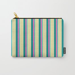 [ Thumbnail: Dark Turquoise, Hot Pink, Dark Cyan & Pale Goldenrod Colored Lined Pattern Carry-All Pouch ]