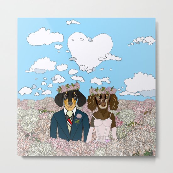 Dachshund Lovers - Honeymoon Metal Print