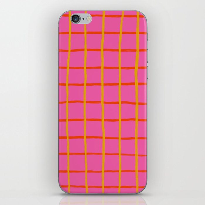 Bold Pink Retro Modern Kids-Core Checkered Plaid  iPhone Skin