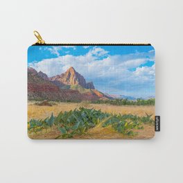 A Walk Through Zion Carry-All Pouch | Bluesky, Desertlandscape, Beautiful, Nature, Digital, Hdr, Peaceful, Photo, Desert, Mountain 