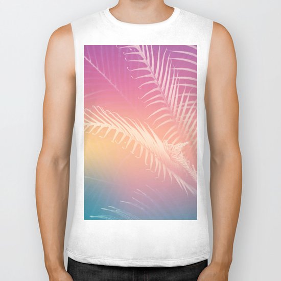Gradient Tropical leaves Biker Tank