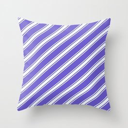 [ Thumbnail: Slate Blue & Mint Cream Colored Pattern of Stripes Throw Pillow ]