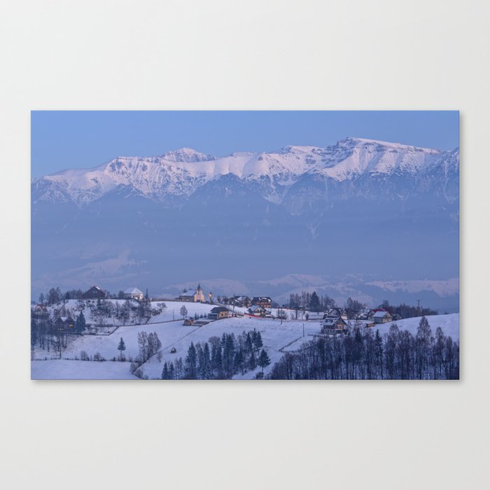 Winter Scene of Bucegi Mountains in Romania Canvas Print