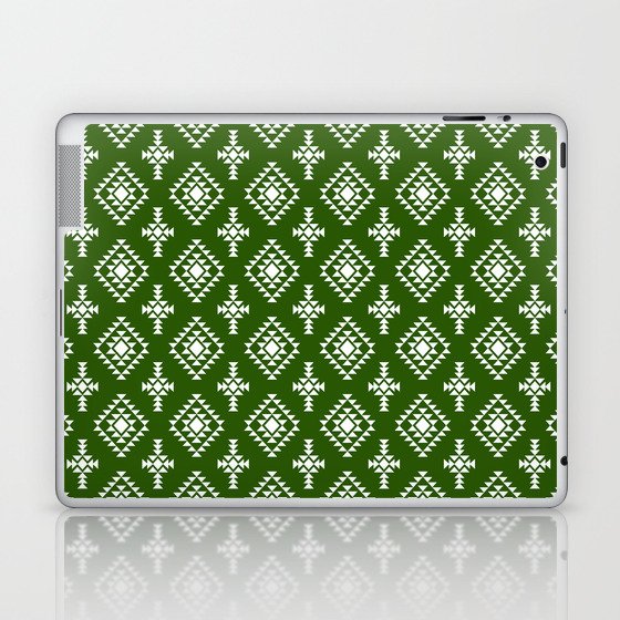 Green and White Native American Tribal Pattern Laptop & iPad Skin