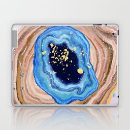 Turquoise Marble Agate With Blue And Gold Glitter  Laptop Skin
