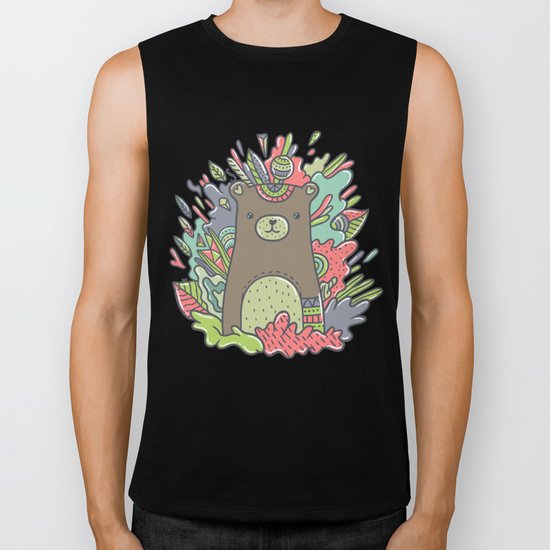 Abstract Bear Biker Tank