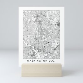Washington D.C. White Map Mini Art Print