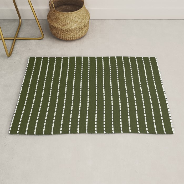 Dashed Lines (Olive Green) Rug by Summer Sun Home Art Society6
